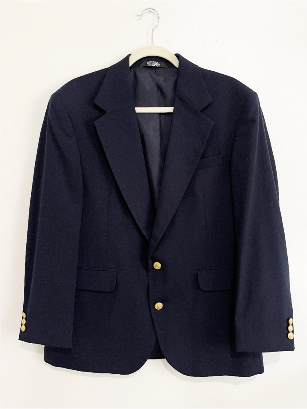 Haggar Blazer Men's 40 S Blazer Navy Blue 2 Gold Button Sport Coat Jacket Suit